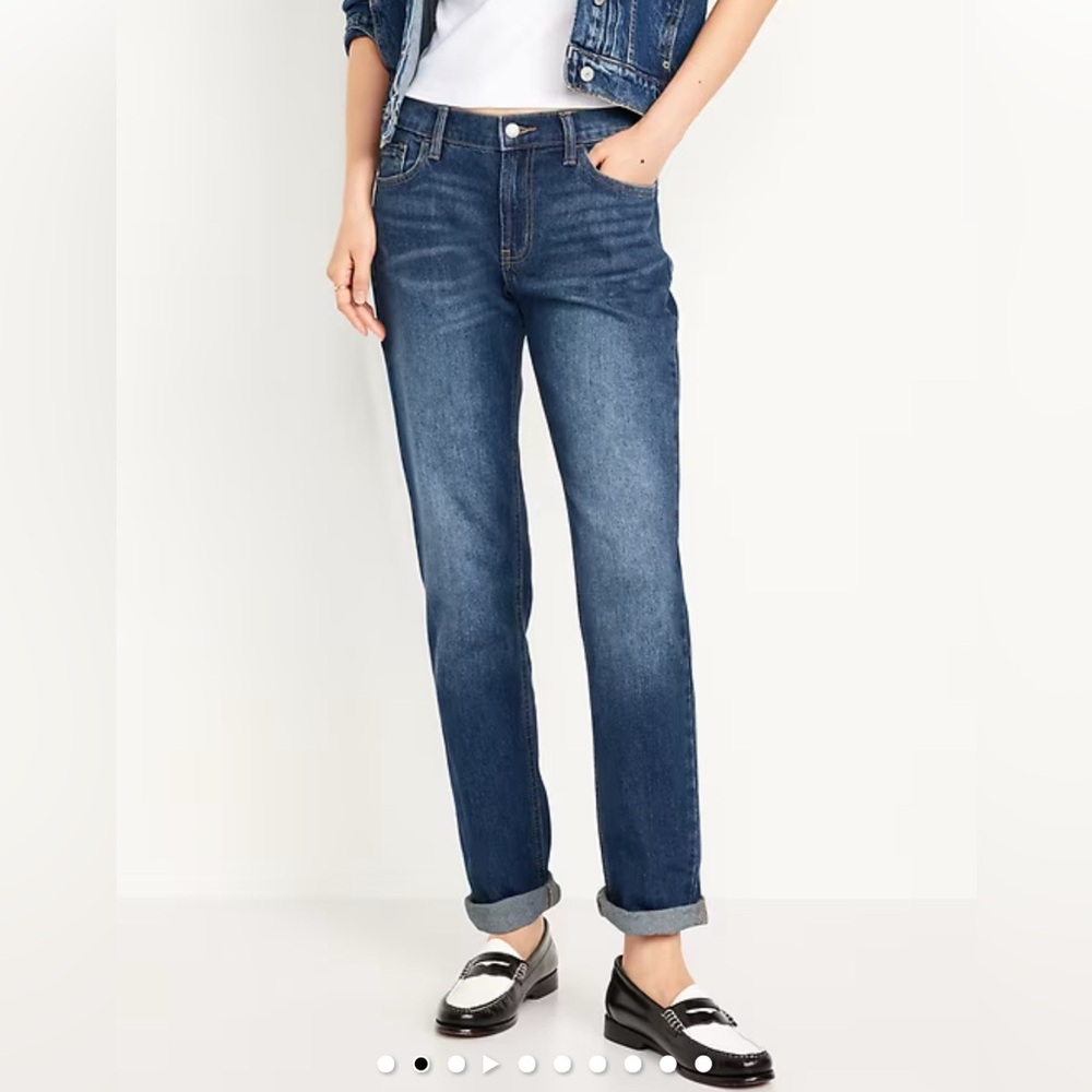 Old Navy Women's WOW Boyfriend Straight Leg Jeans - Dark Boue